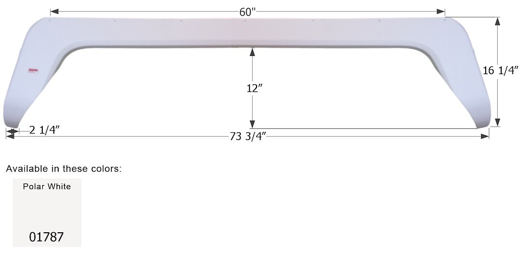 ICON Vehicle Dynamics Fender Skirt, Tandem Axle, Fits Various Thor Brands Including Vortex, 73-3/4 Inch Length X 16-1/4 Inch Height – 01787