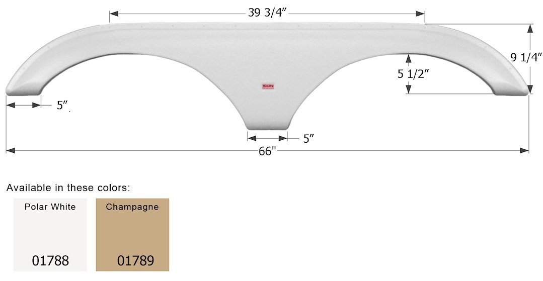 ICON Vehicle Dynamics Fender Skirt, Tandem Axle, Fits Various Dutchmen Brands Including Classic/ Sport/ Denali/ Four Winds – 01788