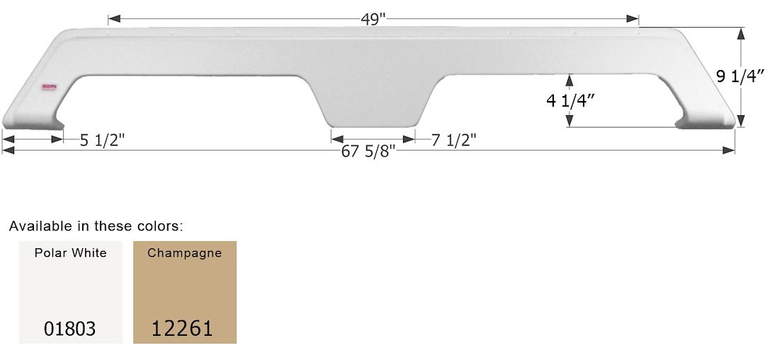 ICON Vehicle Dynamics Fender Skirt, Tandem Axle, Fits Various Gulfstream Brands Including Innsbruck/ Conquest – 01803