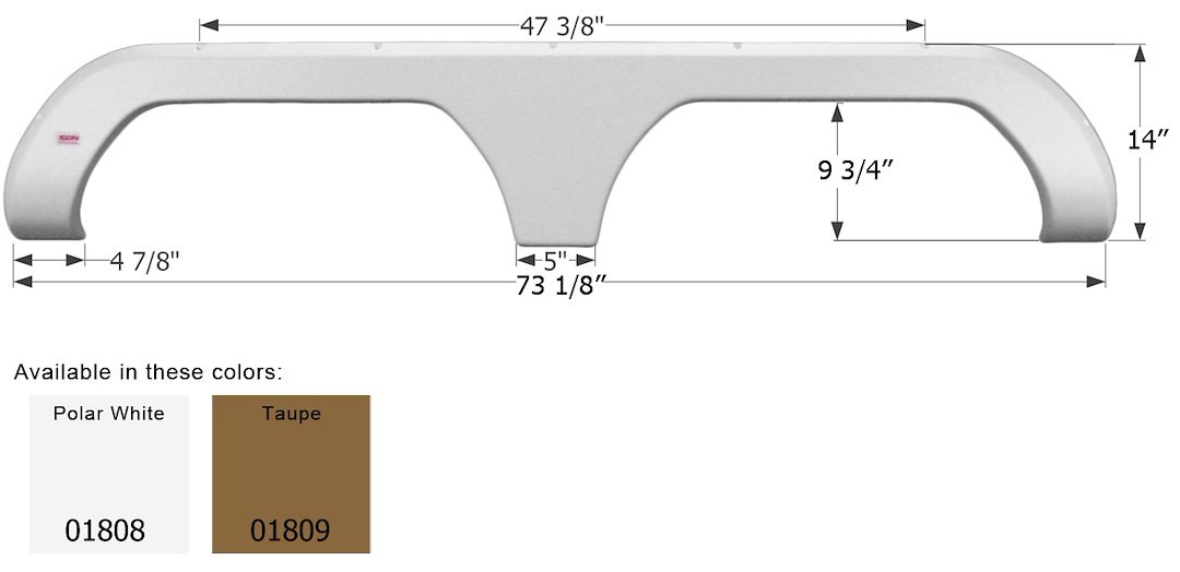 ICON Vehicle Dynamics Fender Skirt, Tandem Axle, Fits Various Travel Supreme Brands Including River Canyon – 01809