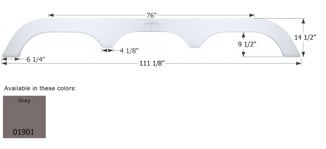 ICON Vehicle Dynamics Fender Skirt, Triple Axle, Fits Various Fleetwood Brands Including Gearbox, 111-1/8 Inch Length X 14-1/2 Inch Height – 01901