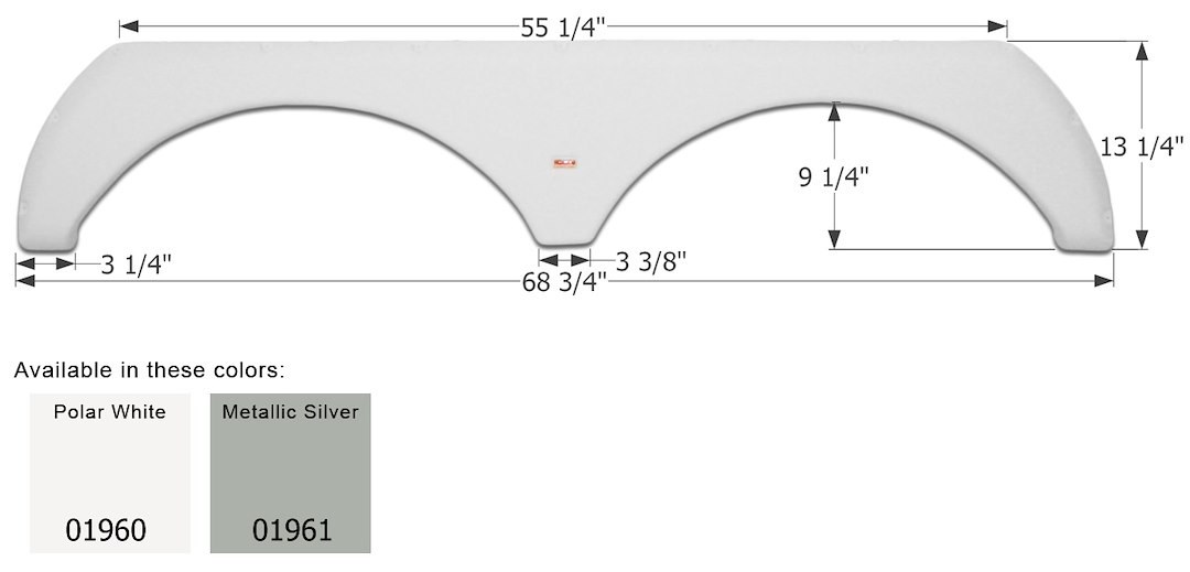 ICON Vehicle Dynamics Fender Skirt, Tandem Axle, Fits Various Thor Brands Including Jazz, 68-3/4 Inch Length X 13-1/4 Inch Height – 01961