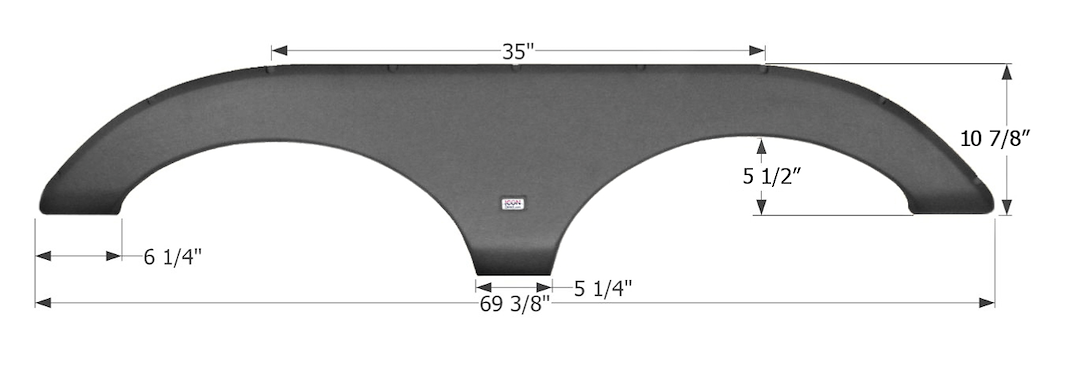 ICON Vehicle Dynamics Fender Skirt, Tandem Axle, Fits Various Forest River Brands Including Sierra, 69-3/8 Inch Length X 10-7/8 Inch Height – 12028