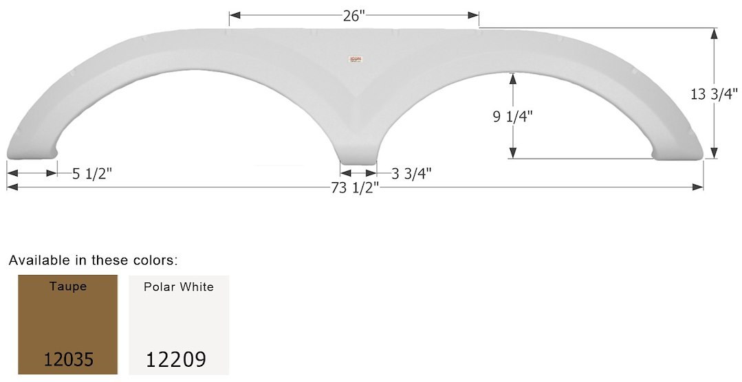 ICON Vehicle Dynamics Fender Skirt, Tandem Axle, Fits Various Keystone Brands Including Everest, 73-1/2 Inch Length X 13-3/4 Inch Height – 12035