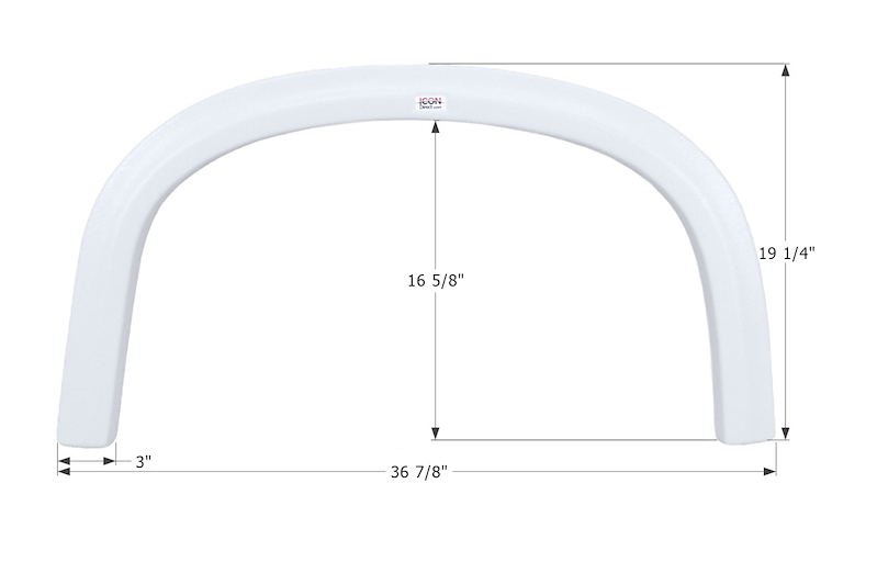 ICON Vehicle Dynamics Fender Skirt, Single Axle, Fits Various Four Winds Brands, 37 Inch Length X 19-1/2 Inch Height, Polar White, ABS Plastic – 12038