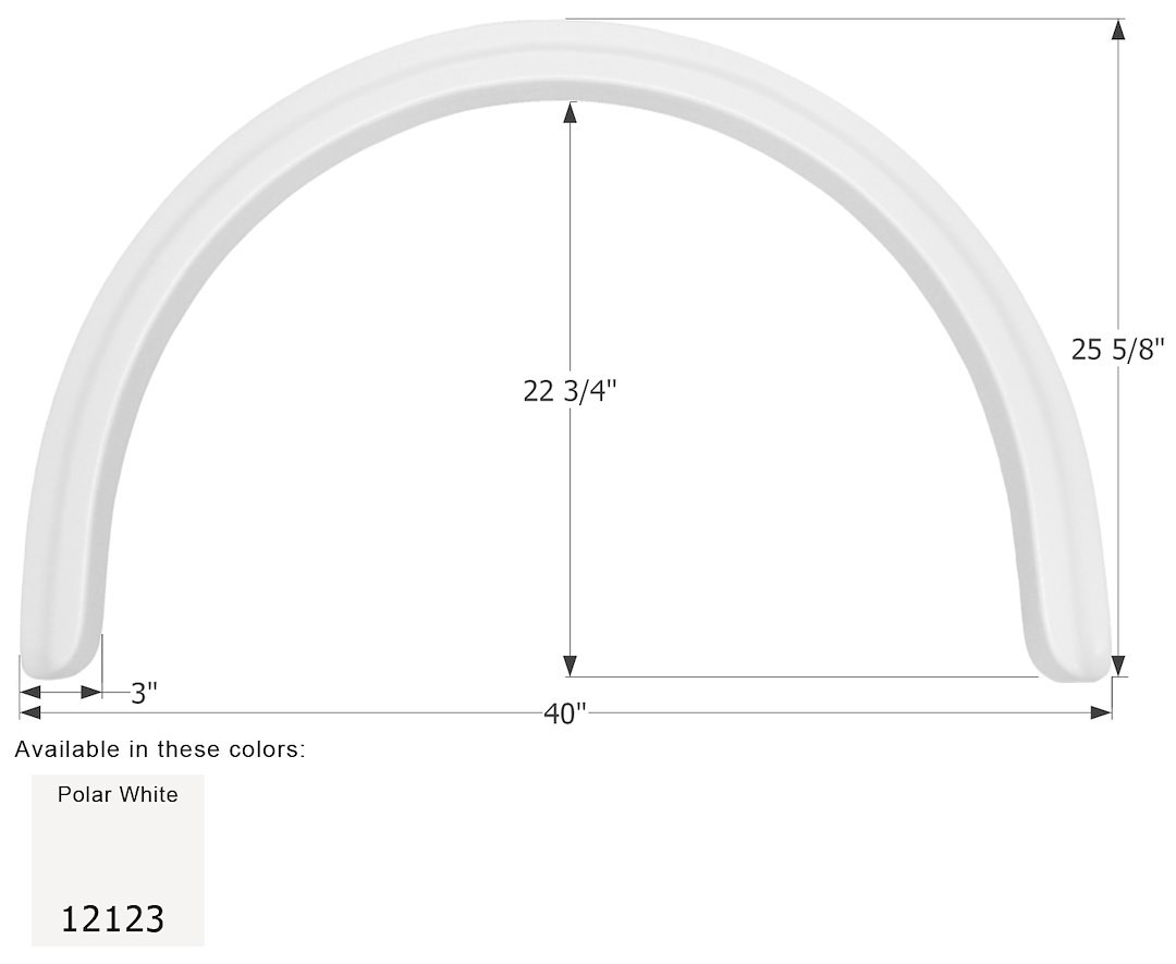 ICON Vehicle Dynamics Fender Skirt, Single Axle, Fits Various Four Winds Brands Including Hurricane, 40 Inch Length X 25-5/8 Inch Height – 12123