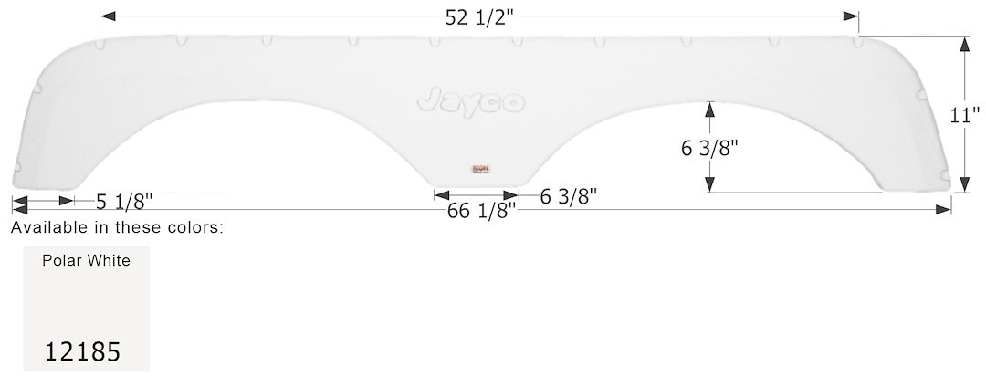 ICON Vehicle Dynamics Fender Skirt, Tandem Axle, Fits Various Jayco Brands Including Eagle, 66-1/8 Inch Length X 11 Inch Height, Polar White – 12185