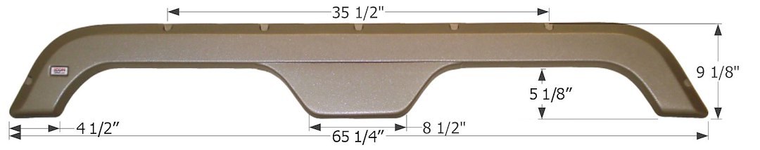 ICON Vehicle Dynamics Fender Skirt, Tandem Axle, Fits R-Vision Brands, 65-1/4 Inch Length X 9-1/8 Inch Height, Light Grey, ABS Plastic, Single – 12225