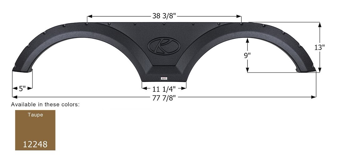 ICON Vehicle Dynamics Fender Skirt, Tandem Axle, Fits Keystone Brands Including Passport/ Premier, 77-7/8 Inch Length X 13 Inch Height, Taupe – 12248
