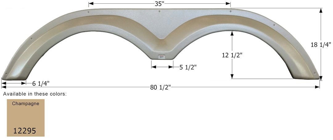ICON Vehicle Dynamics Fender Skirt, Tandem Axle, Fits Various Kz Brands Including Escalade, 80-1/2 Inch Length X 18-1/4 Inch Height, Champagne – 12295