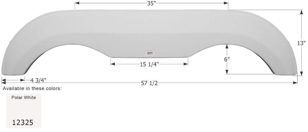 ICON Vehicle Dynamics Fender Skirt, Tandem Axle, Fits Various Award Brands, 57-1/2 Inch Length X 13 Inch Height, Polar White, ABS Plastic – 12325