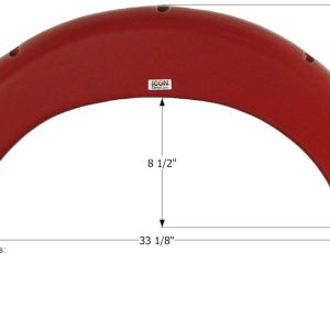 ICON Vehicle Dynamics Fender Skirt, Single Axle, Fits Various T@b Brands, 33-1/8 Inch Length X 14-1/4 Inch Height, Red, ABS Plastic – 12355