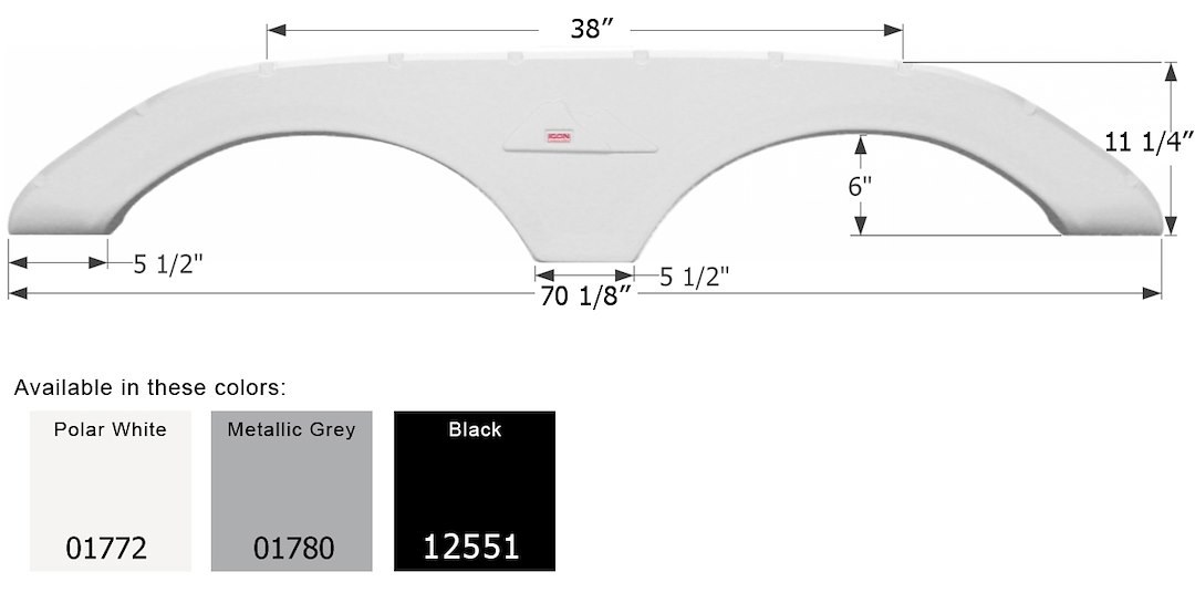 ICON Vehicle Dynamics Fender Skirt, Tandem Axle, Fits Various Keystone Brands Including Montana – 12551