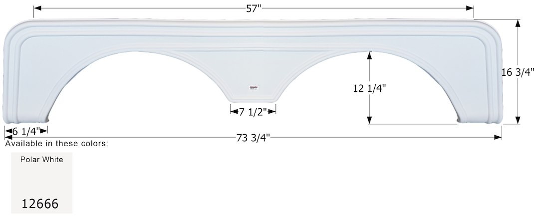 ICON Vehicle Dynamics Fender Skirt, Tandem Axle, Vehicle Fitment: Various Sunnybrook and Winnebago Models, Sunnybrook Part Number FD134 – 12666
