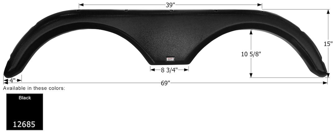 ICON Vehicle Dynamics Fender Skirt, Fits Various Gulfstream Brands Including Visa, 69 Inch Length X 15 Inch Height, Black, ABS Plastic, Tandem – 12685