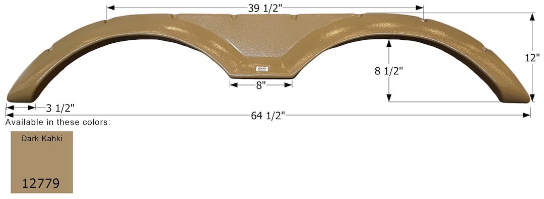 ICON Vehicle Dynamics Fender Skirt, Tandem Axle, Fits Various Forest River Brands, 64-1/2 Inch Length X 12 Inch Height, Dark Khaki – 12779