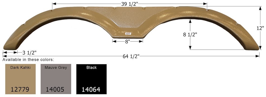 ICON Vehicle Dynamics Fender Skirt, Tandem Axle, Fits Various Forest River Brand, 64-1/2 Inch Length X 12 Inch Height, Mauve Gray, ABS Plastic – 14005