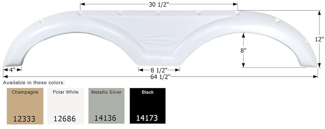 ICON Vehicle Dynamics Fender Skirt, Tandem Axle, Vehicle Fitment: Various Gulfstream Conquest Models, 64-1/2 Inch Length X 12 Inch Height – 14173