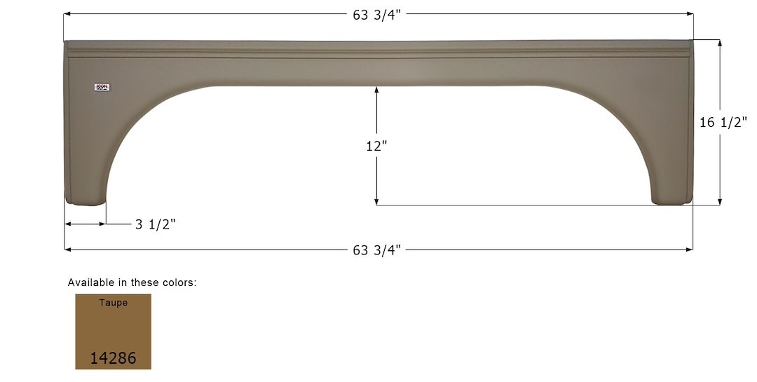 ICON Vehicle Dynamics Fender Skirt, Tandem Axle, Fits Various Hi-Lo Brands, 63-3/4 Inch Length X 16-1/2 Inch Height, Taupe, ABS Plastic – 14286