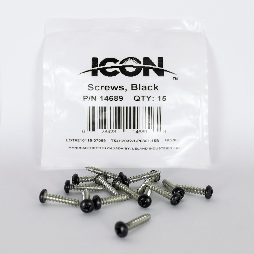 ICON Vehicle Dynamics Screw, Color Coordinated Screw, Used for Installing Fender Skirts or Other Icon Component, 1 Inch Length, Pan Head – 14689