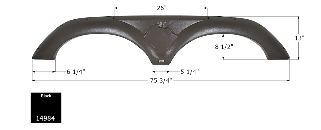 ICON Vehicle Dynamics Fender Skirt, Tandem Axle, Vehicle Fitment: Various Keystone Montana Models, 75-3/4 Inch Length X 13 Inch Height, Black – 14984