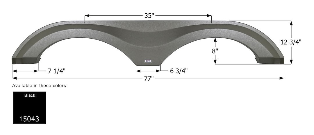 ICON Vehicle Dynamics Fender Skirt, Tandem Axle, Fits Various Grand Design Brands Including Reflection, 77 Inch Length X 12-3/4 Inch Height – 15043