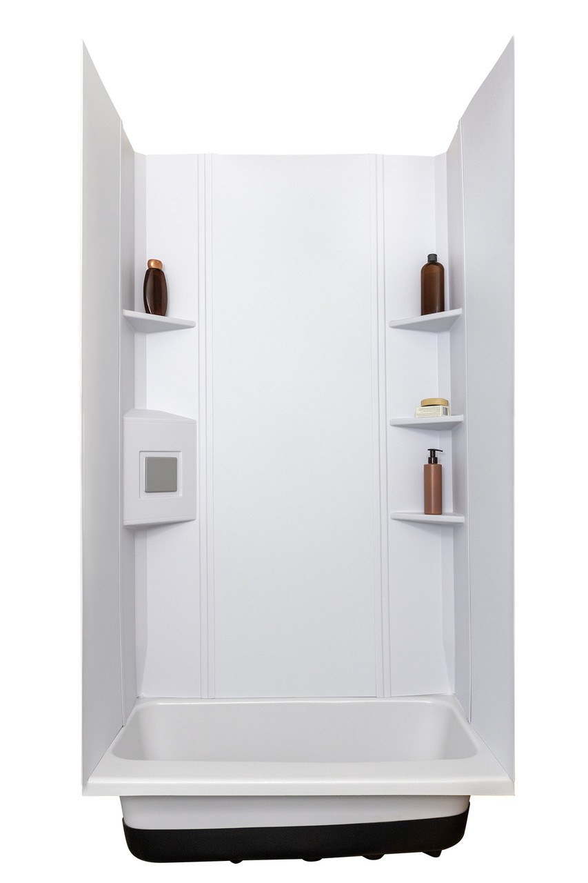 ICON Vehicle Dynamics Shower Surround, 3 Piece Design, 72 Inch X 30 Inch Rectangular Bath Surround, White, Smooth, ABS Plastic, Tape on – 15229