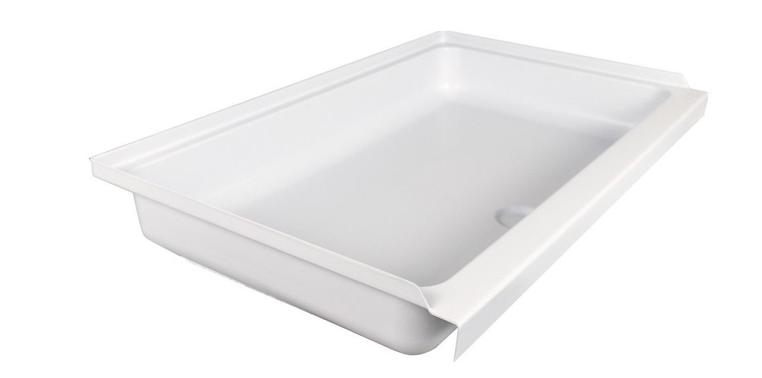 ICON Vehicle Dynamics Shower Pan, Rectangle, 38 Inch Length X 23-7/8 Inch Width X 6-1/2 Inch Depth, Center Drain, Polar White, ABS Plastic – 15242