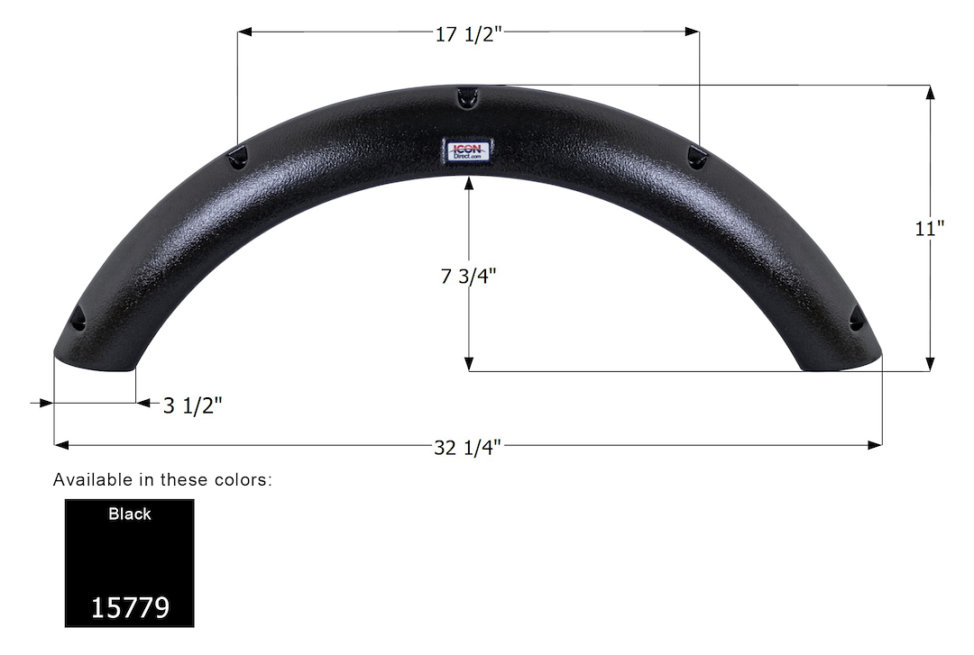 ICON Vehicle Dynamics Fender Skirt, Single Axle, Vehicle Fitment: Various Jayco Highland Ridge and Starcraft Models – 15779