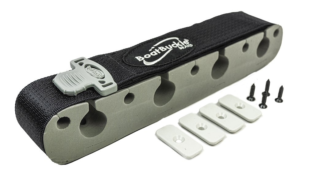 Immi Fishing Rod Holder, Hls Series, Surface Mount, Holds 8 Fishing Rods, Cradle and Strap Style Hold, Black/ White – F15435