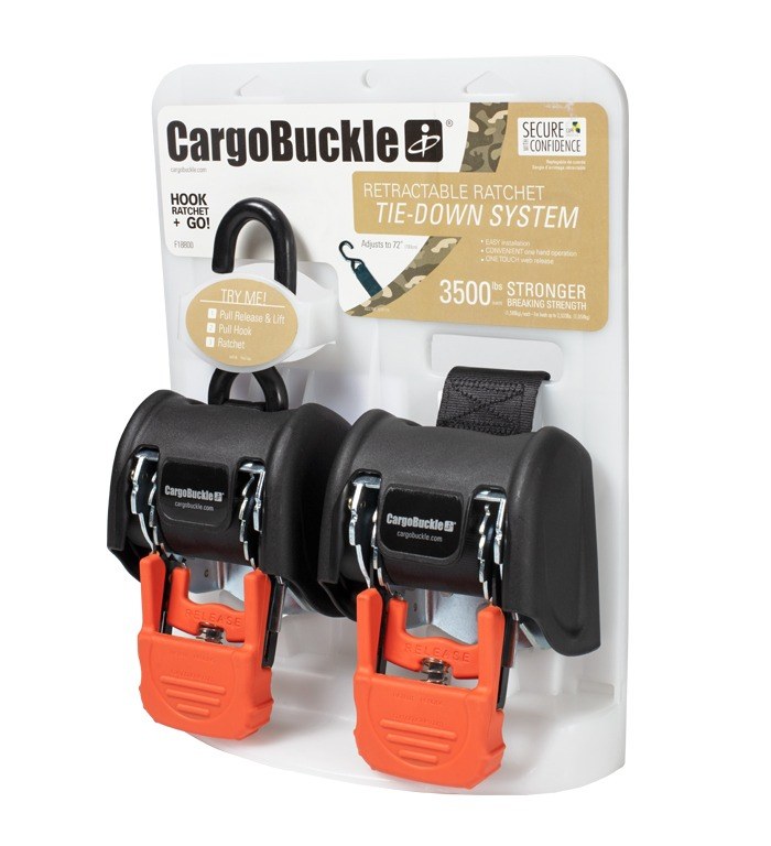 Immi Tie Down Strap, Cargobuckle ®, Cargo, 72 Inch Length X 2 Inch Width, With Retractable Ratchet, 1167 Pound Load Capacity – F18800