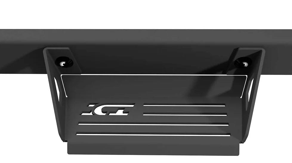 Ici Stainles Nerf Bar, Alumilite, With Drop Down Steps, Powder Coated, Black, Aluminum, Rocker Panel Mount – 840121412876