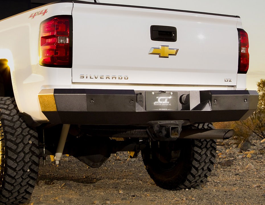 Ici Stainles Bumper, Alumilite, One Piece Design, Mounting Hardware Included, Without Receiver Hitch, Powder Coated Black Aluminum – AL-RBM95CHN