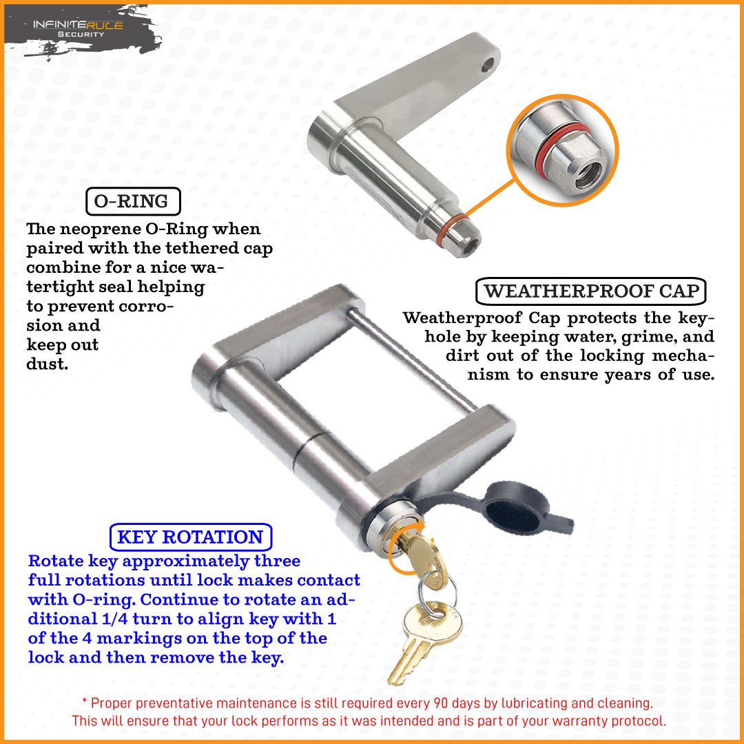 Infiniterule Trailer Hitch Lock, Trailer Coupler Lock, Fits Demco Ez Latch 2 Inch Ball Coupler, Hitch Pin Style, Stainless Steel – 61121-S