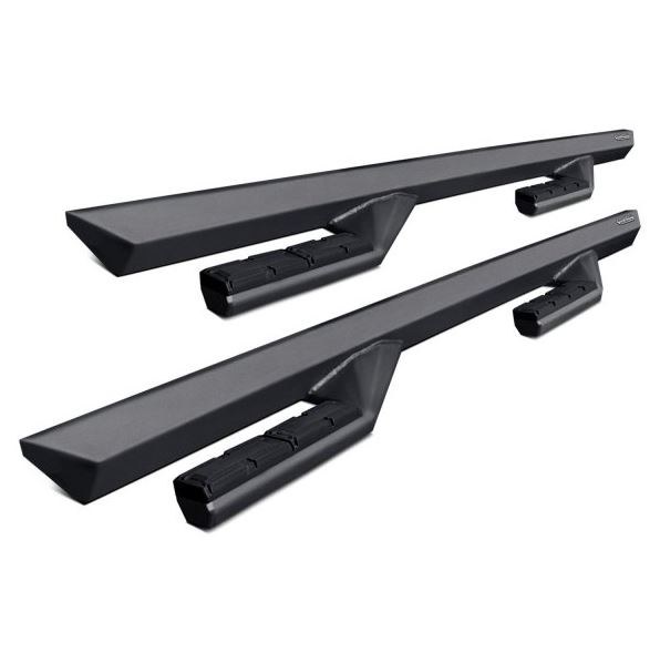 Ironcross Nerf Bar, Sidearm, With Drop Down Steps, Angular Design, Powder Coated, Matte Black, Steel, With Welded End Caps – FB-9481