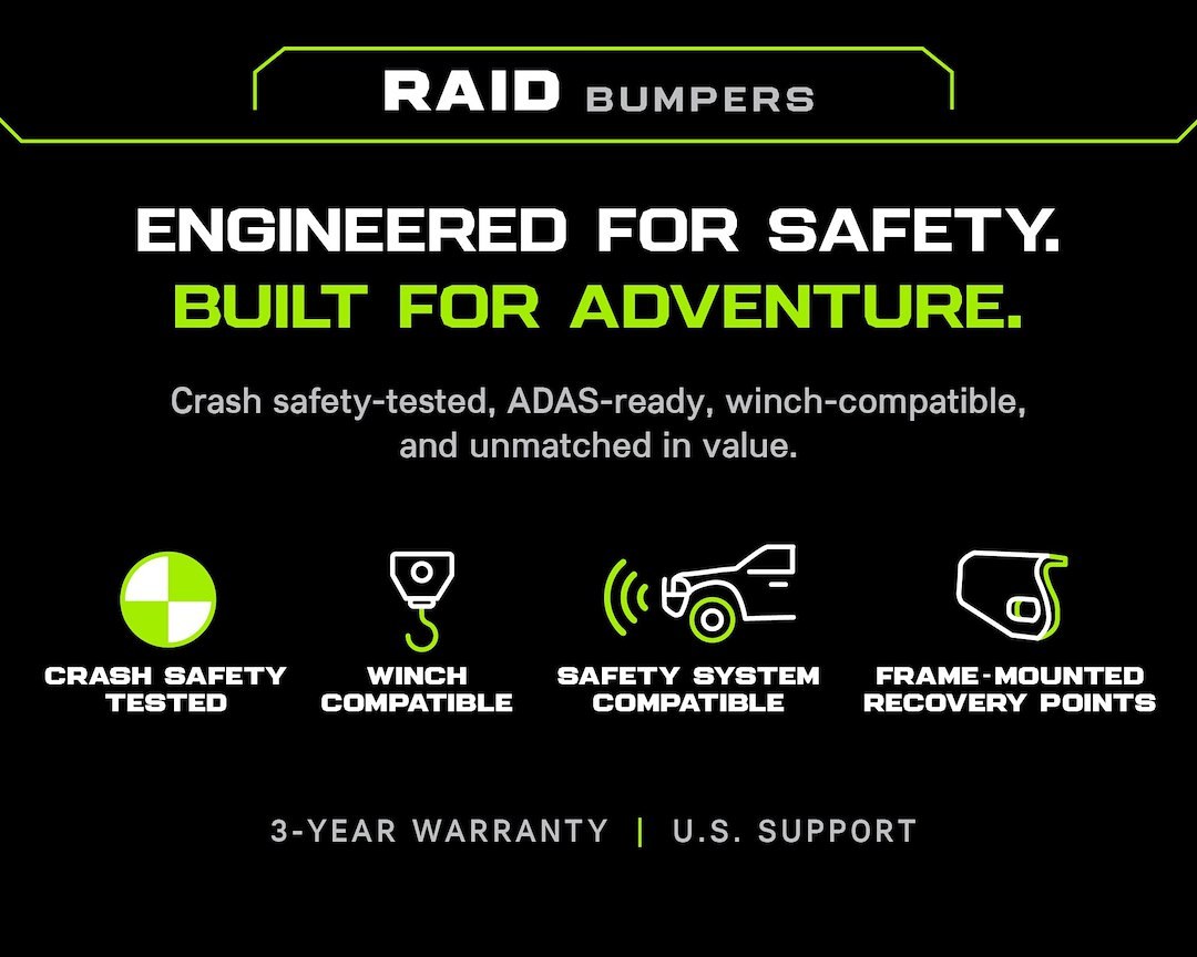 Ironman 4×4 Bumper, Raid, One Piece Design, Mounting Hardware Included, Without Grille Guard, With Internal Winch Mount – BBR072K-NBAN