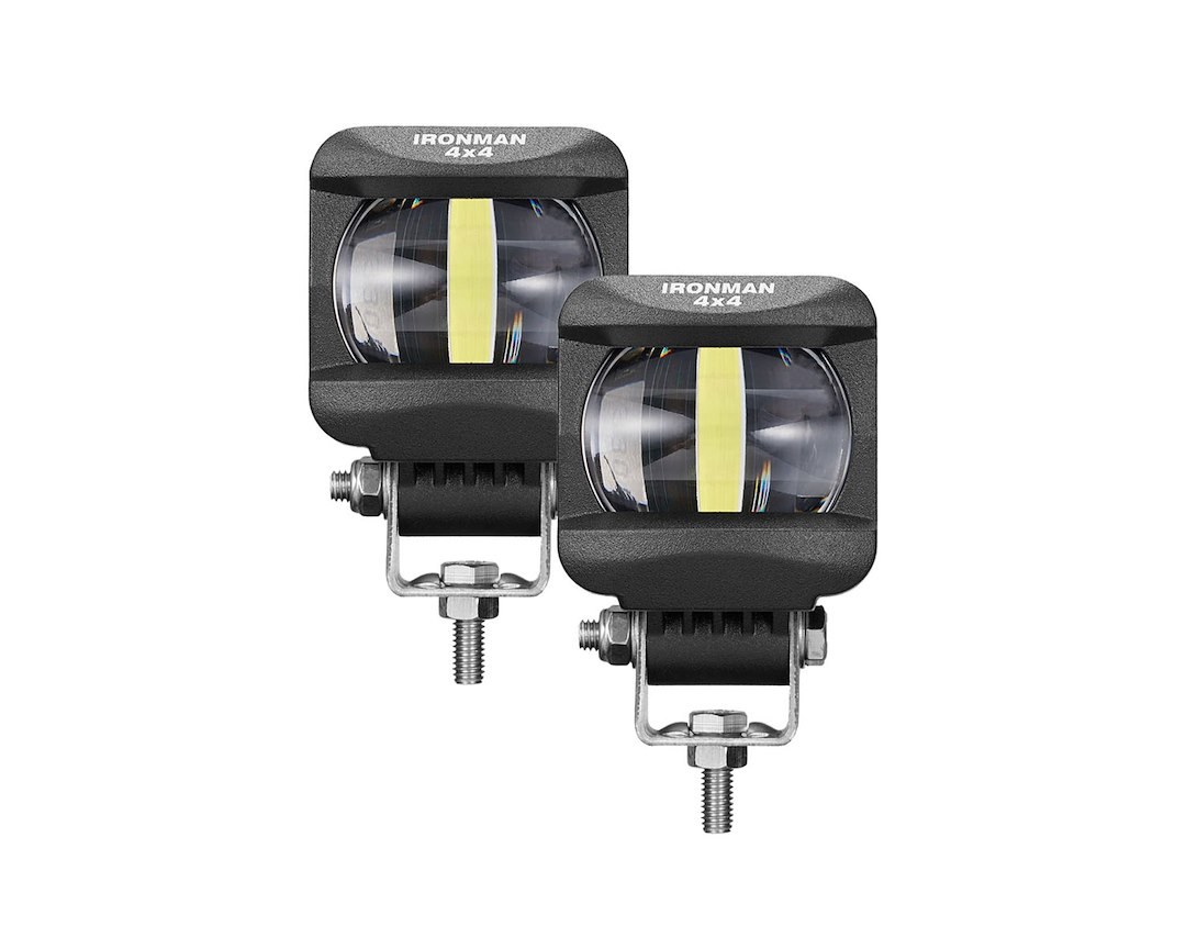 Ironman 4×4 Driving/ Fog Light, LED Bulb, Clear Bulbs, 2 Inch Square, 10 Watt Bulbs at 10 to 32 Volt, Letterbox Beam, 1920 Lumens – IFL0201W