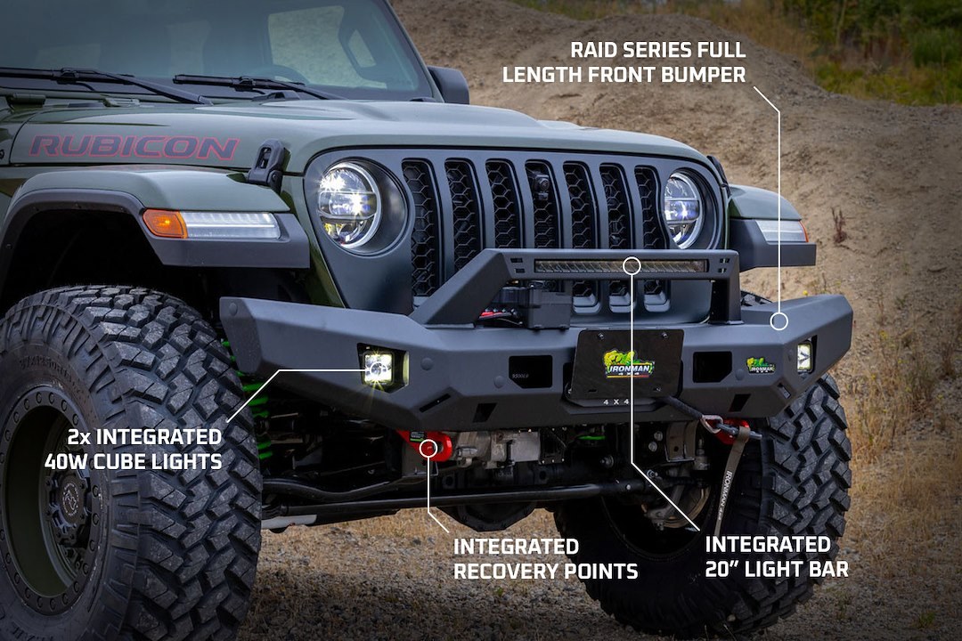 Ironman 4×4 Bumper, Raid ®, One Piece Design, Mounting Hardware Included, With Grille Guard, With Winch Mount – BBR077JLKS1-B80BFA