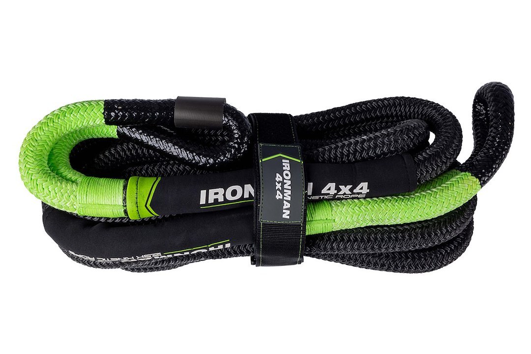 Ironman 4×4 Recovery Strap, Kinetic Rope, 30 Foot Length X 7/8 Inch Width, 30% Stretch, 20900 Pound Breaking Strength, With Sleeve – ISNATCHROPE9.5K