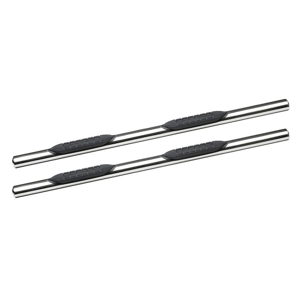 Iconic Acces Nerf Bar, With Step Pads, 4 Inch Oval Straight, Polished, Silver, Stainless Steel, Rocker Panel Mount, With Mounting Hardware – 118-0273