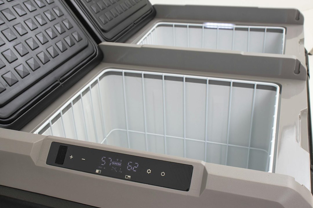 Iconic Acces Refrigerator, Dual Compartment Adjustable for Refrigerator or Freezer Function, Portable, 100 Quart Capacity, 12/ 24 Volt DC – 820-0095