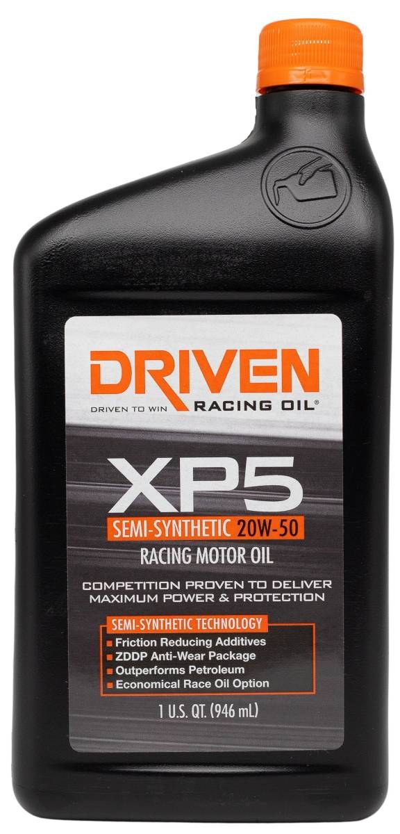 Driven Race Oil, XP5 Series, SAE 20W-50, Semi-Synthetic, 1 Quart Bottle, Single – 00906