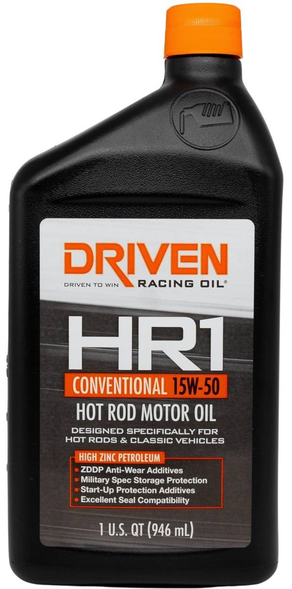 Driven Race Oil, HR1 Series, SAE 15W-50, Conventional, 1 Quart Bottle, Single, High Performance – 02106