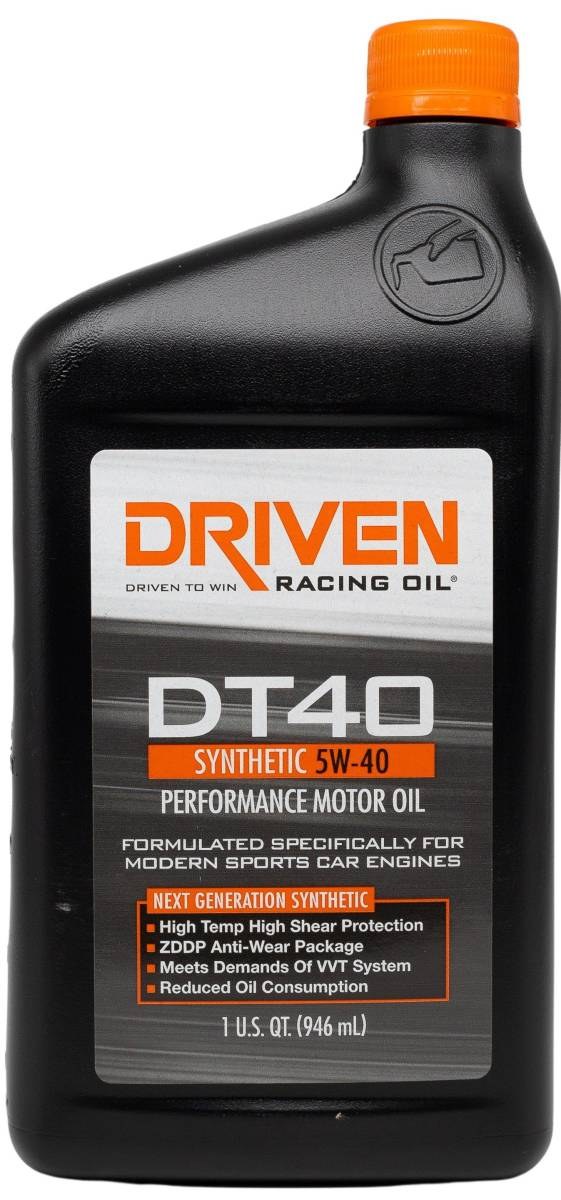 Driven Race Oil, DT40, SAE 5W-40, Synthetic, 1 Quart Bottle, Single, European Sports Car Oil – 02406