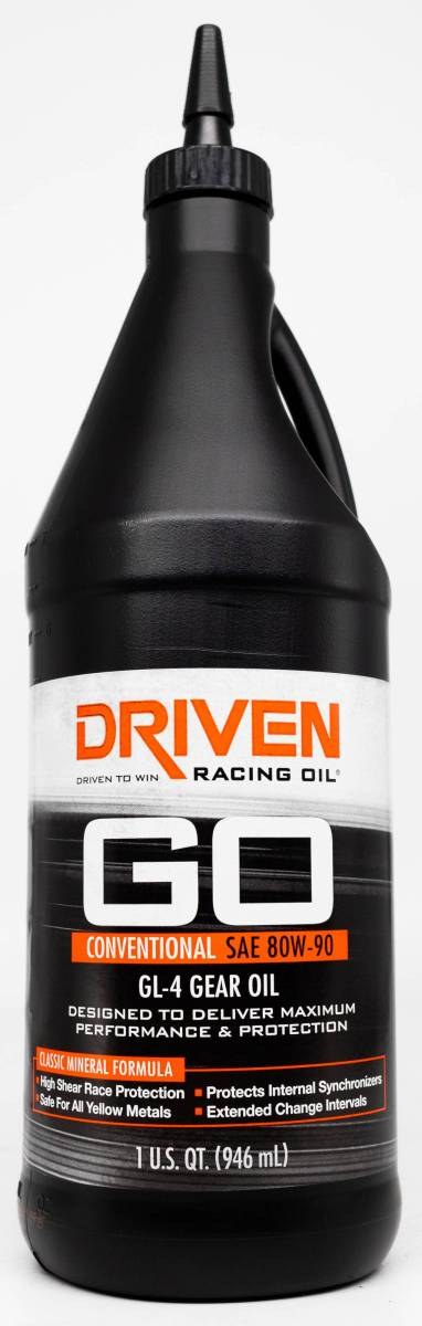 Driven Race Gear Oil, 80W-90, Conventional, 1 Quart Jug, GL-4 Gear Oil, Single – 04530