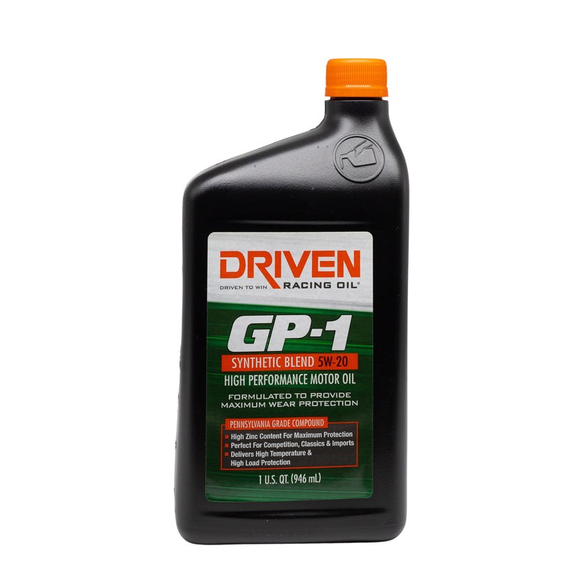 Driven Race Oil, GP1 Series, Designed for Competition Vehicles/ Classic Cars and Imports with High Performance Engines/ SAE 5W-20 – 19206