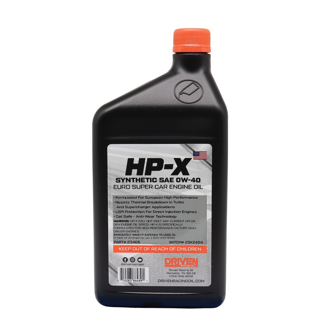 Driven Race Oil, Hp-X Euro, SAE 0W-40, Synthetic, 1 Quart Bottle, Single – 23406