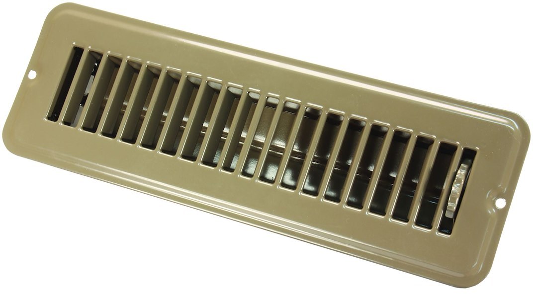 JR Products Heating/ Cooling Register, Floor Mount, Rectangular, 2 Inch Width X 10 Inch Length – 02-28915