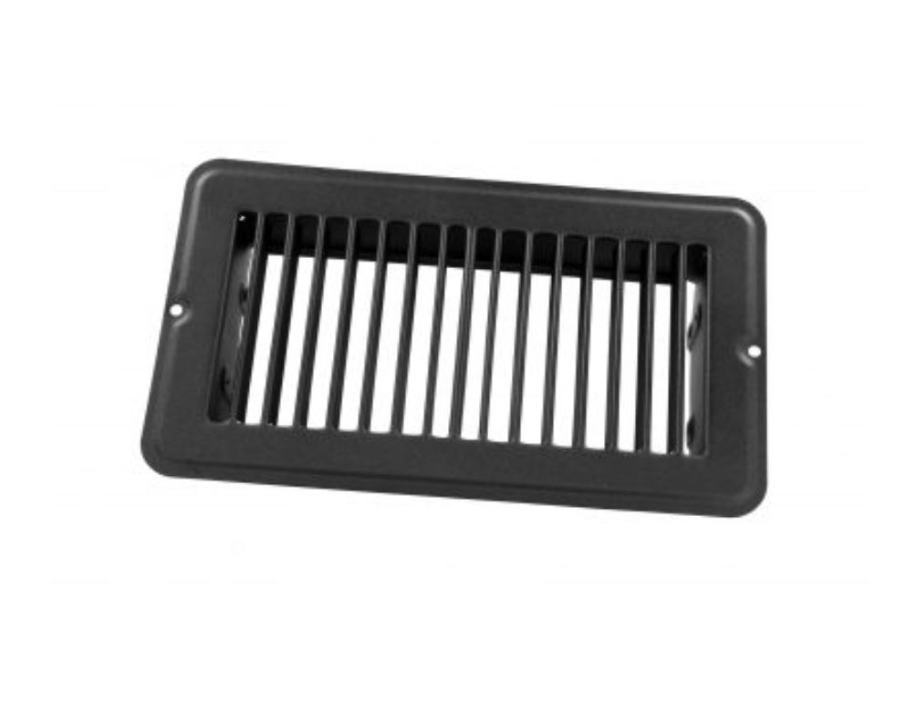 JR Products Heating/ Cooling Register, Floor Mount, Rectangular, 4 Inch Width X 8 Inch Length, Without Damper, Powder Coated, Black, Steel – 02-29165