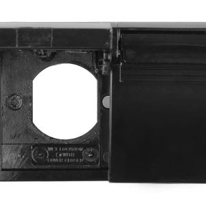 JR Products Receptacle Cover, For Use with Standard Two Outlet Electrical Unit, Spring Loaded Hinges, Black, With Weatherproof Gasket – 05-12115